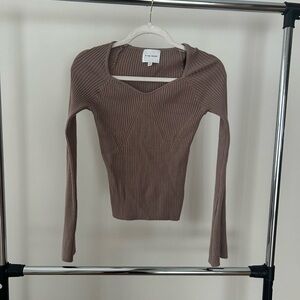 (NEW never worn) Pink Rose Taupe Ribbed Knit Top